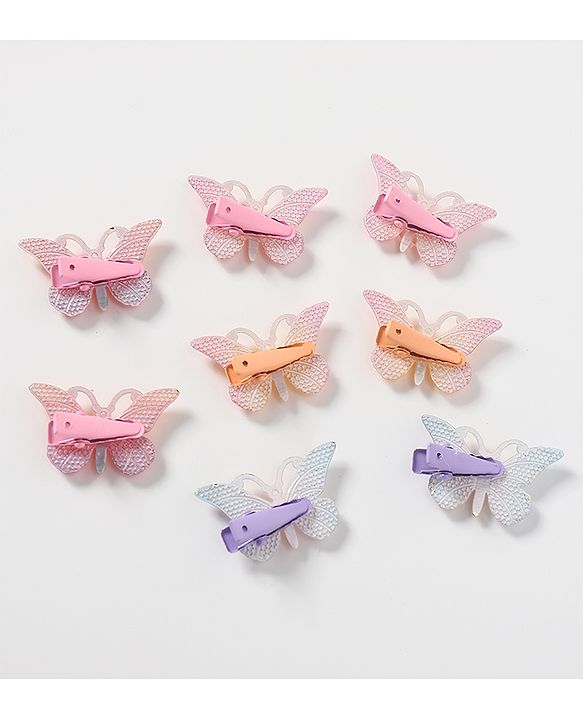 Pine Kids Free Size Butterfly Clips Pack of 8 - Multicolor