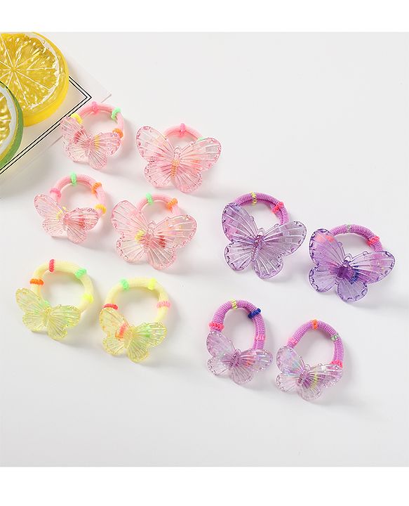 Babyhug Free Size Butterfly Applique Rubber Band Set Pack of 10 - Multicolor