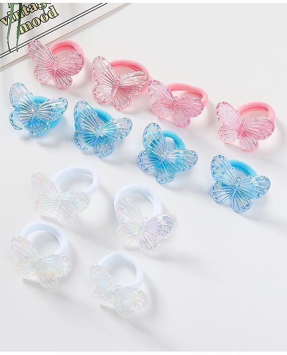 Pine Kids Free Size Butterfly Bow & Clips Pack of 16 - Multicolor