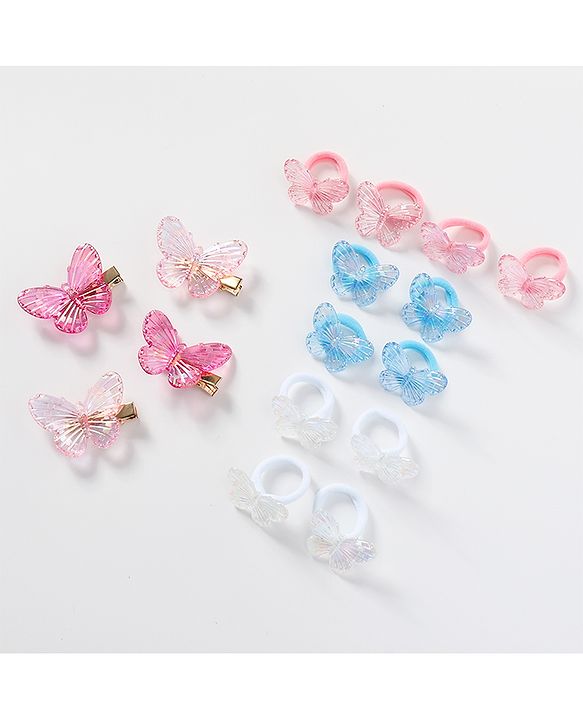 Pine Kids Free Size Butterfly Bow & Clips Pack of 16 - Multicolor