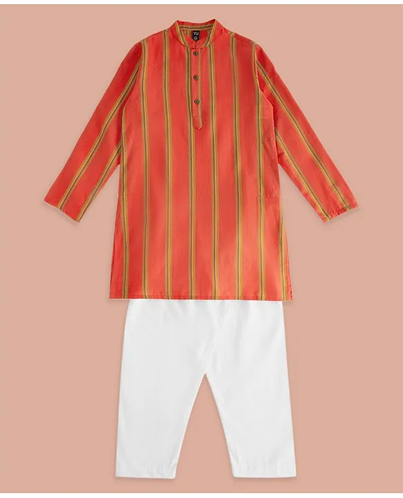 YU by PantaloonsFull Sleeves Double Striped Kurta & Pyjama - Pink