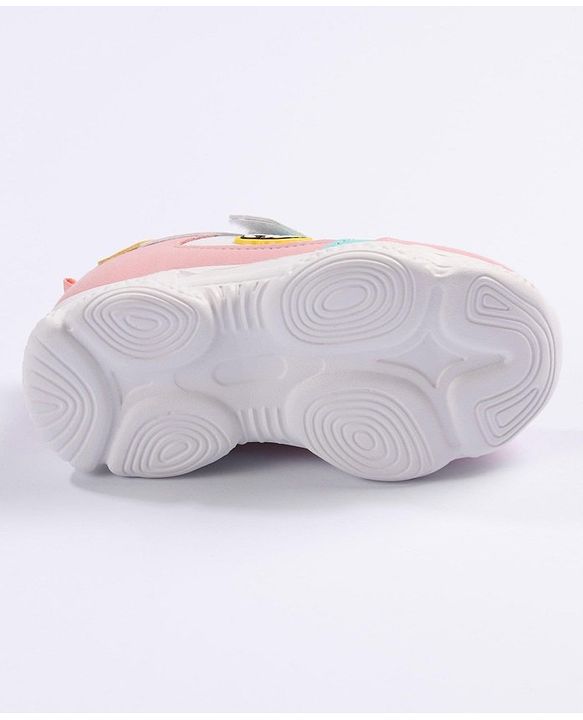 Cute Walk by Babyhug Velcro Closure Sneakers - White Pink & Blue
