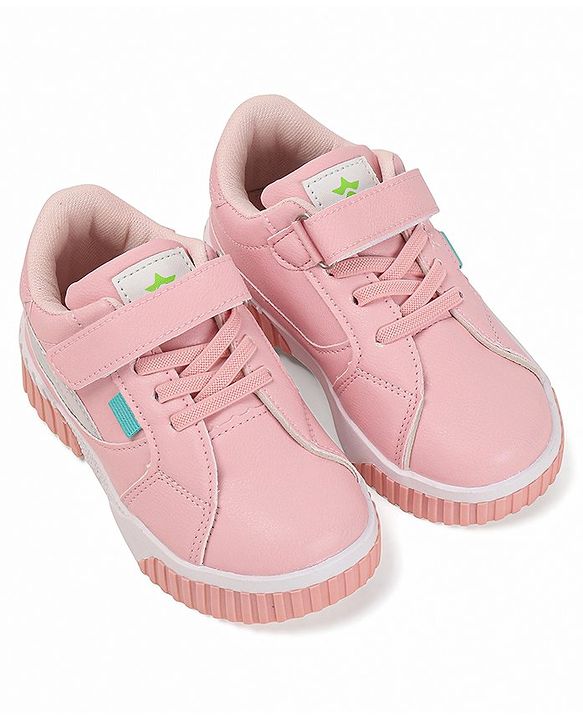 Cute Walk by Babyhug Color Block Sneakers with Velcro Closure - Pink