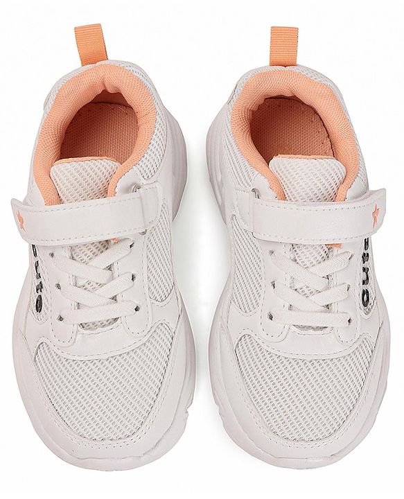Cute Walk by Babyhug Shoes With Velcro Closure & Text Print - White