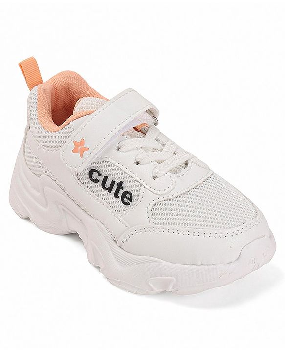 Cute Walk by Babyhug Shoes With Velcro Closure & Text Print - White