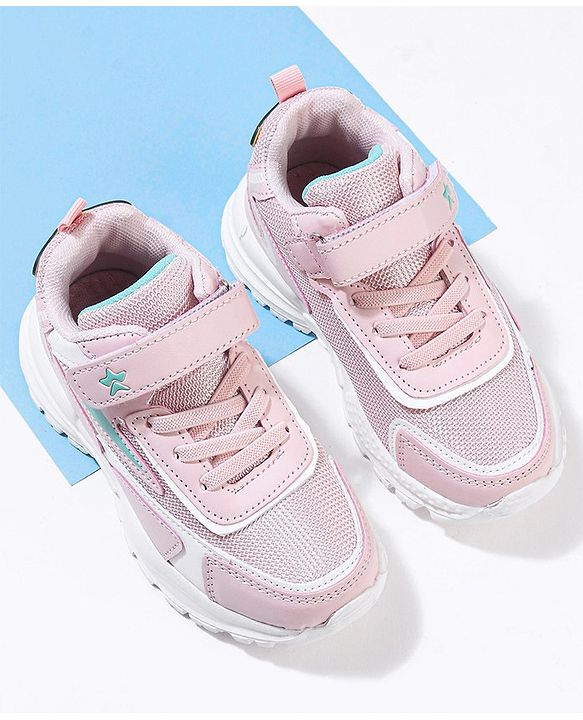 Cute Walk by Babyhug Sneakers With Velcro Closure & Logo Print - Pink