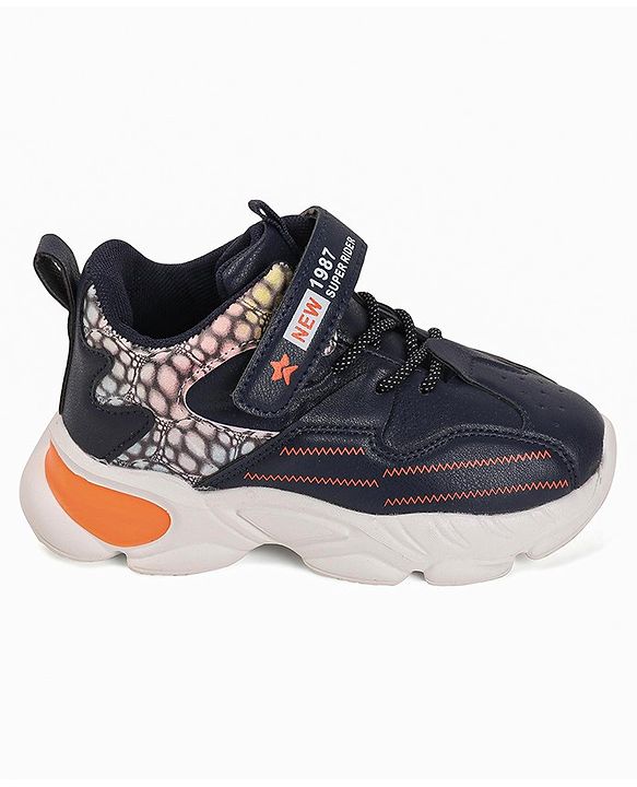 Cute Walk by Babyhug Sneakers With Velcro Closure & Text Print - Navy