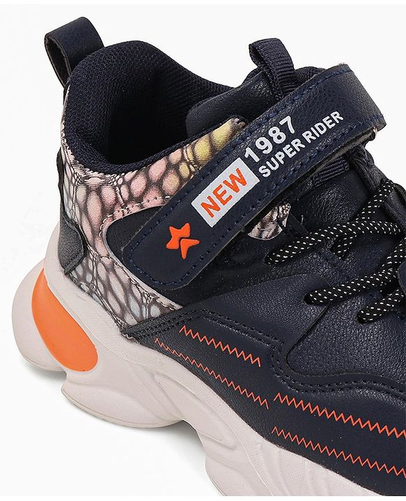 Cute Walk by Babyhug Sneakers With Velcro Closure & Text Print - Navy