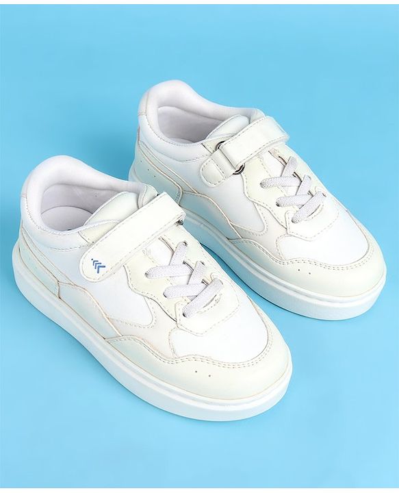 Pine Kids Light weight and Comfortable Casual Shoes with Velcro Closure - White