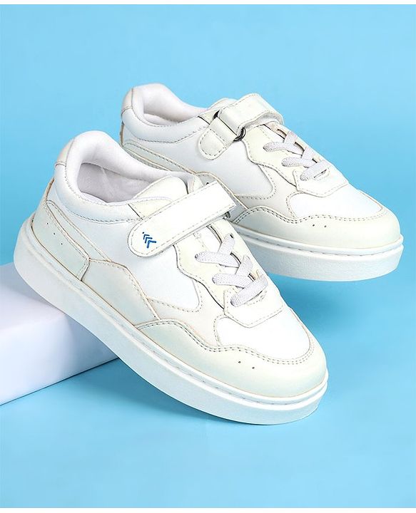 Pine Kids Light weight and Comfortable Casual Shoes with Velcro Closure - White