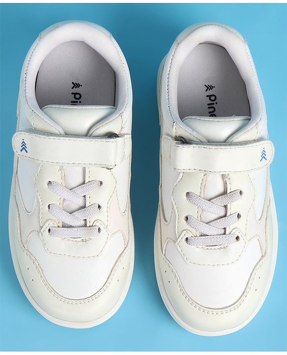 Pine Kids Light weight and Comfortable Casual Shoes with Velcro Closure - White