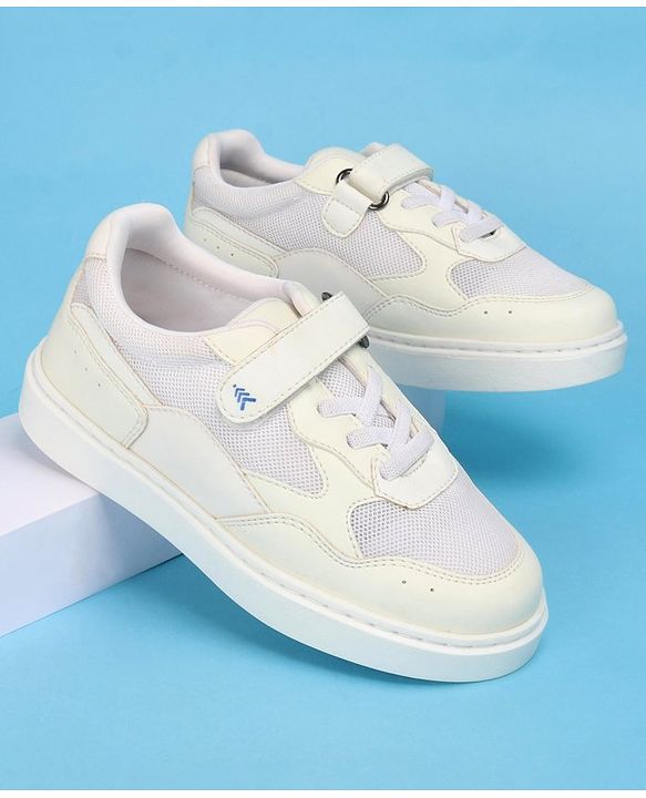 Pine Kids Casual Shoes with Velcro Closure - White & Blue