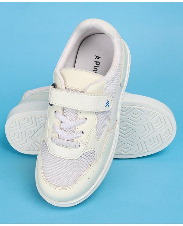 Pine Kids Casual Shoes with Velcro Closure - White & Blue