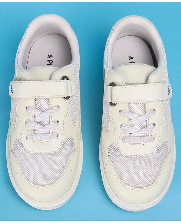 Pine Kids Casual Shoes with Velcro Closure - White & Blue
