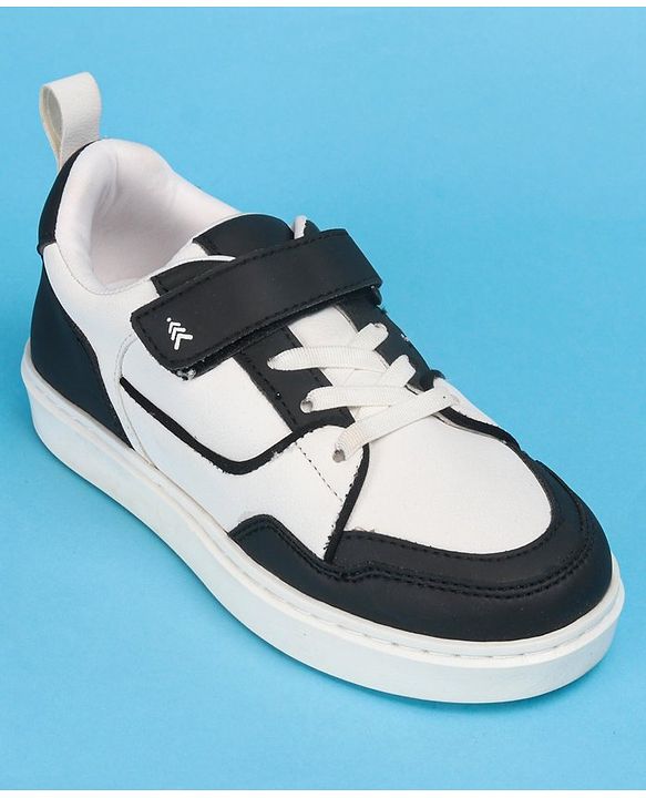 Pine Kids Casual Shoes with Velcro Closure - White & Black