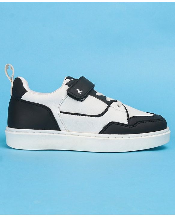 Pine Kids Casual Shoes with Velcro Closure - White & Black