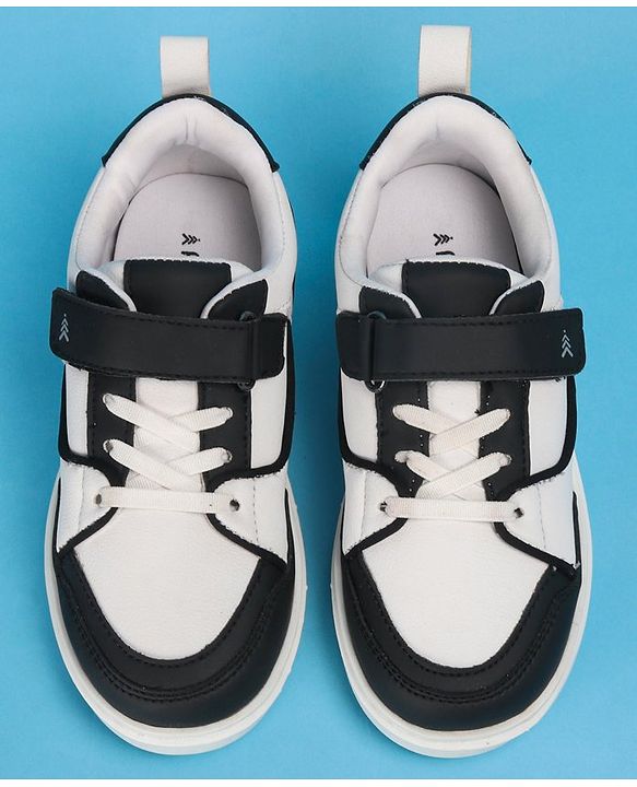 Pine Kids Casual Shoes with Velcro Closure - White & Black