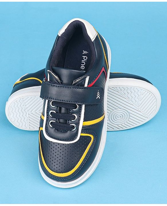 Pine Kids Slip On Casual Shoes with Velcro Closure - Navy Blue