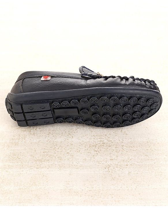 Cute Walk by Babyhug Party Wear Loafer Shoes with Crown Applique - Navy Blue