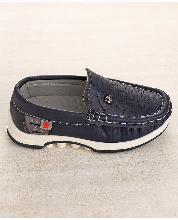 Cute Walk by Babyhug Slip On Formal & Partywear Solid Shoes with Flower Applique - Navy Blue