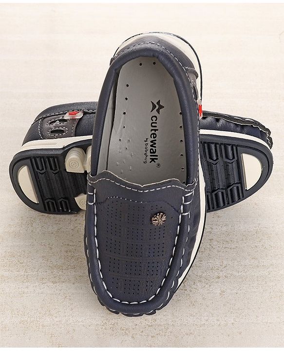 Cute Walk by Babyhug Slip On Formal & Partywear Solid Shoes with Flower Applique - Navy Blue