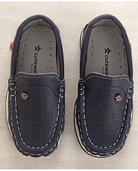 Cute Walk by Babyhug Slip On Formal & Partywear Solid Shoes with Flower Applique - Navy Blue