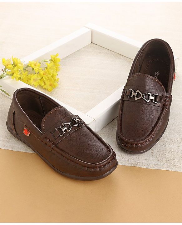 Cute Walk by Babyhug Slip On Formal & Partywear Shoes with Applique - Coffee
