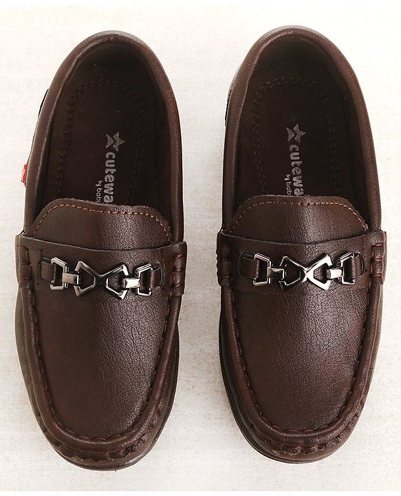 Cute Walk by Babyhug Slip On Formal & Partywear Shoes with Applique - Coffee