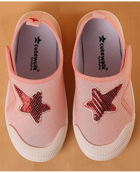 Cute Walk by Babyhug Canvas Shoes Star Design - Pink
