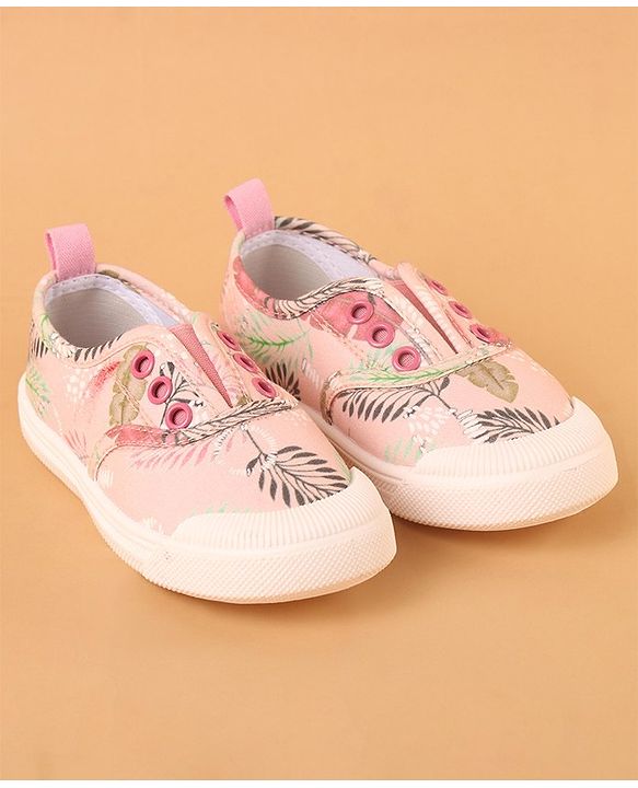 Cute Walk by Babyhug Slip On Style Casual Shoes Leaf Print - Pink - EU 25 Pink