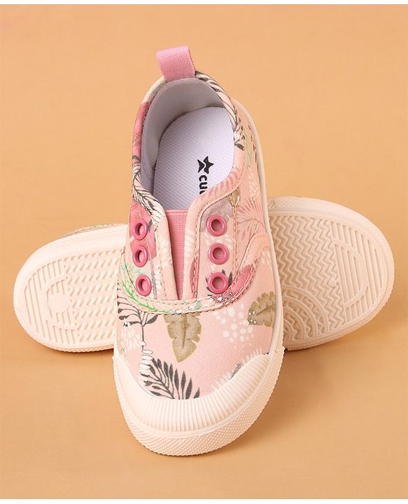 Cute Walk by Babyhug Slip On Style Casual Shoes Leaf Print - Pink - EU 25 Pink