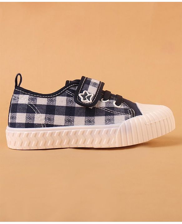 Cute Walk by Babyhug Checked Casual Shoes with Velcro Closure - Navy