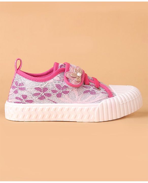 Cute Walk by Babyhug Casual Shoes Floral Applique - Pink
