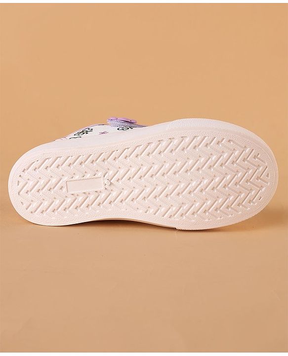 Cute Walk by Babyhug Velcro Closure Casual Shoes with Bees Print and Floral Applique - Purple