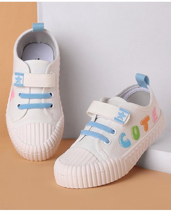 Cute Walk by Babyhug Velcro Closure Casual Shoes with Cute Print - White