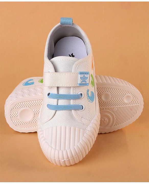 Cute Walk by Babyhug Velcro Closure Casual Shoes with Cute Print - White