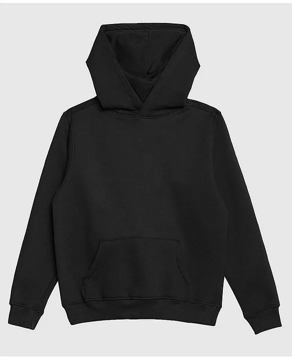 Buy Guugly Wuugly Full Sleeves Solid Hoodie Black for Boys 13