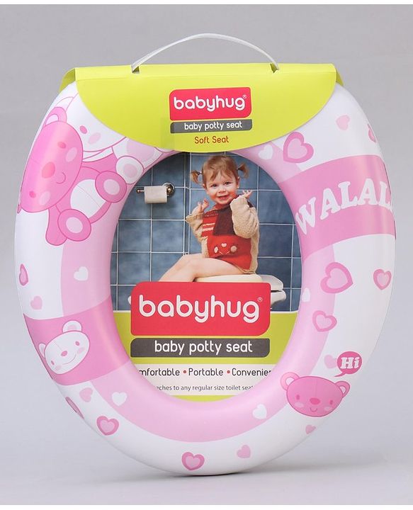 Babyhug Soft Potty Seat Teddy Bear Print- Pink and White