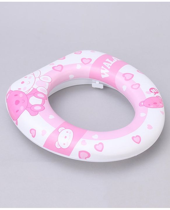 Babyhug Soft Potty Seat Teddy Bear Print- Pink and White