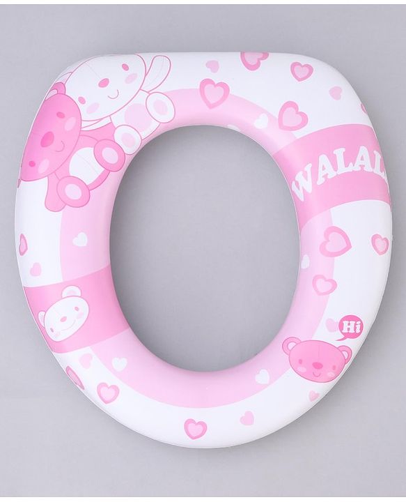 Babyhug Soft Potty Seat Teddy Bear Print- Pink and White