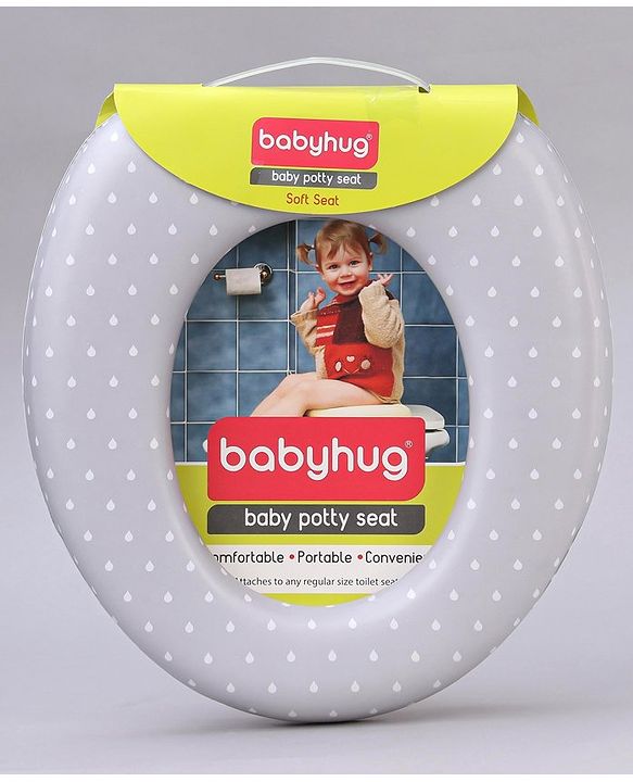 Babyhug Soft Cushioned Baby Potty Seat with Polka Dot Theme  - White & Grey