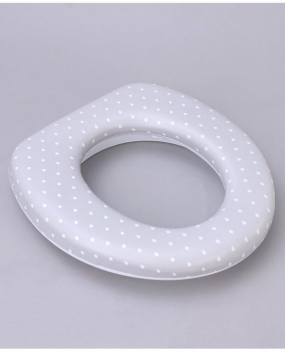 Babyhug Soft Cushioned Baby Potty Seat with Polka Dot Theme  - White & Grey
