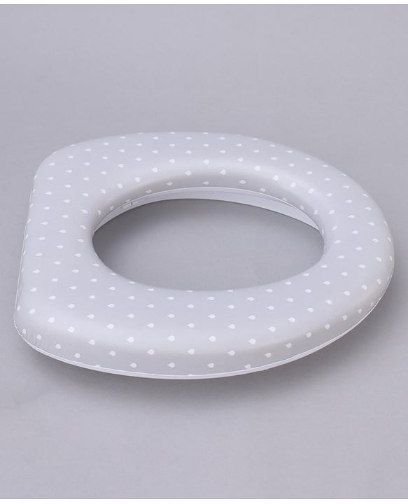 Babyhug Soft Cushioned Baby Potty Seat with Polka Dot Theme  - White & Grey