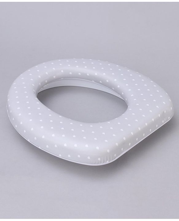 Babyhug Soft Cushioned Baby Potty Seat with Polka Dot Theme  - White & Grey