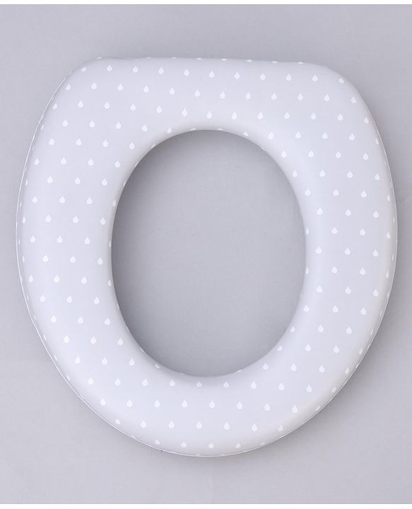 Babyhug Soft Cushioned Baby Potty Seat with Polka Dot Theme  - White & Grey