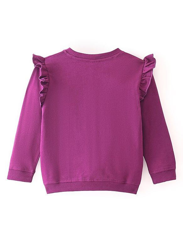 Babyhug 100% Cotton Knit Full Sleeves Sweatshirt with Star Graphics - Purple