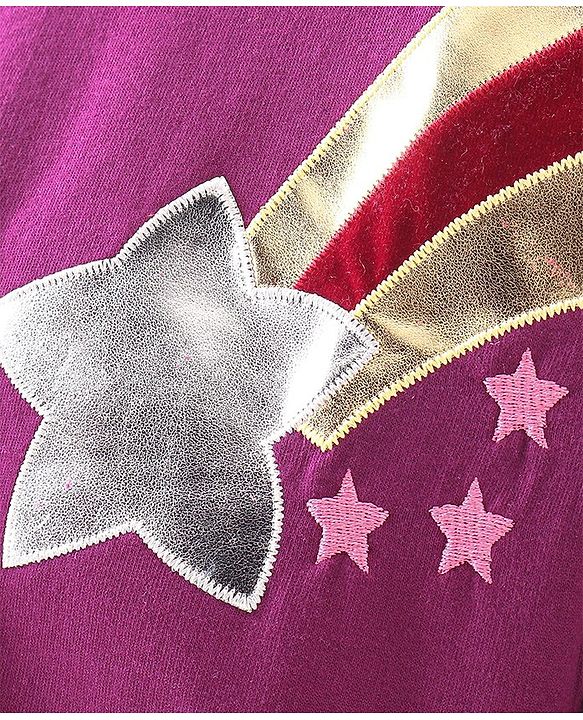 Babyhug 100% Cotton Knit Full Sleeves Sweatshirt with Star Graphics - Purple