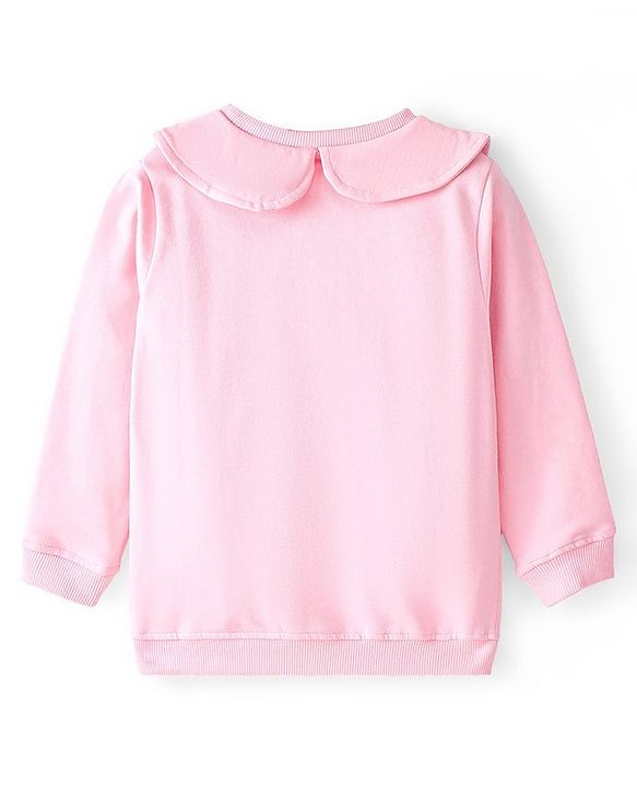 Babyhug Cotton Knit Full Sleeves Sweatshirt Teddy Bear Graphics- Pink