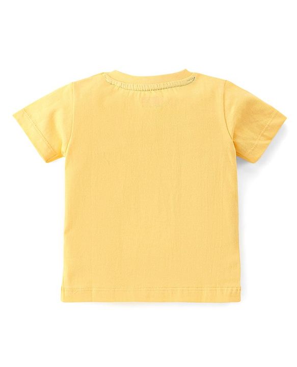 Babyhug 100% Cotton Knit Half Sleeves T-Shirt with Fish Applique - Yellow