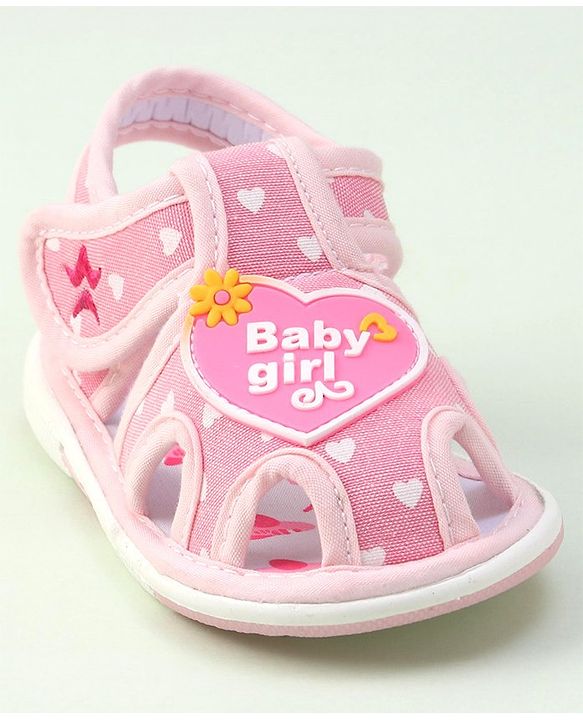 Cute Walk by Babyhug Velcro Closure Sandals Heart Patch - Pink